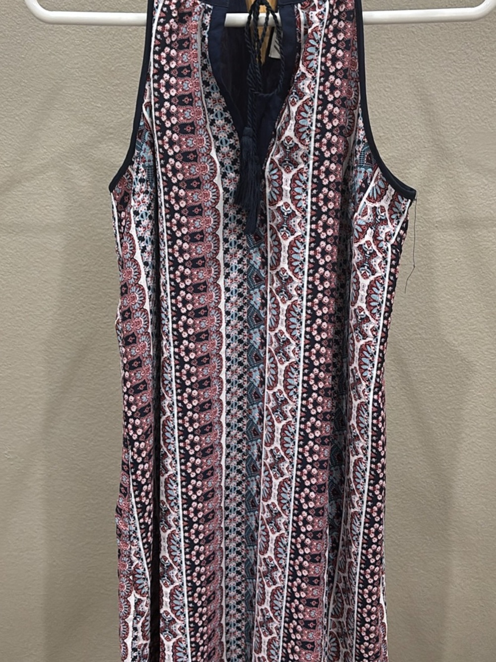 Pink Rose Navy and Teal Accent knee length Dress size small